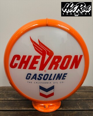 #ad #ad CHEVRON GASOLINE Reproduction 13.5quot; Gas Pump Globe Orange Body $175.00