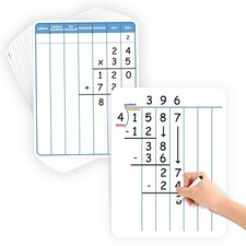 12 Pack Long Division Dry Erase Board Card12" x 9" Multiplication Small White...