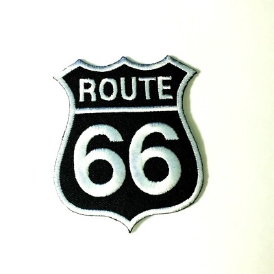 Travel Places Route 66 Sign Badge Patch Embroidery Designs Symbol 3 Inch Emblem 
