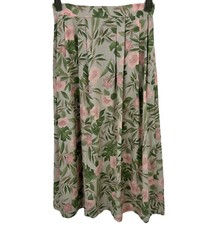 Vintage 90s Womens Maxi Skirt Size M Petite Tropical Botanical Floral Garden