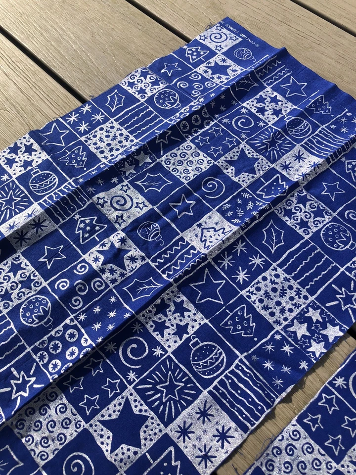 fabric Panels Quilt Christmas Blue With Silver Sparkle Patchwork 2x( 52 X32cm) - Image 3 of 4