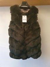 Alex Max Plush Faux Fur Mid Length Military Green Thick Pelt Gilet Small