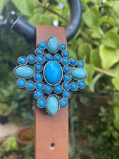 Belt Buckle Southwestern Vibe Faux Turquoise Centerpiece Cabochon Native Fashion