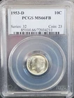 1953 D PCGS MS66FB Roosevelt Dime  Blast White