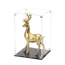 Assemble Acrylic Display Case with Black Base, Clear Acrylic Countertop Glass...