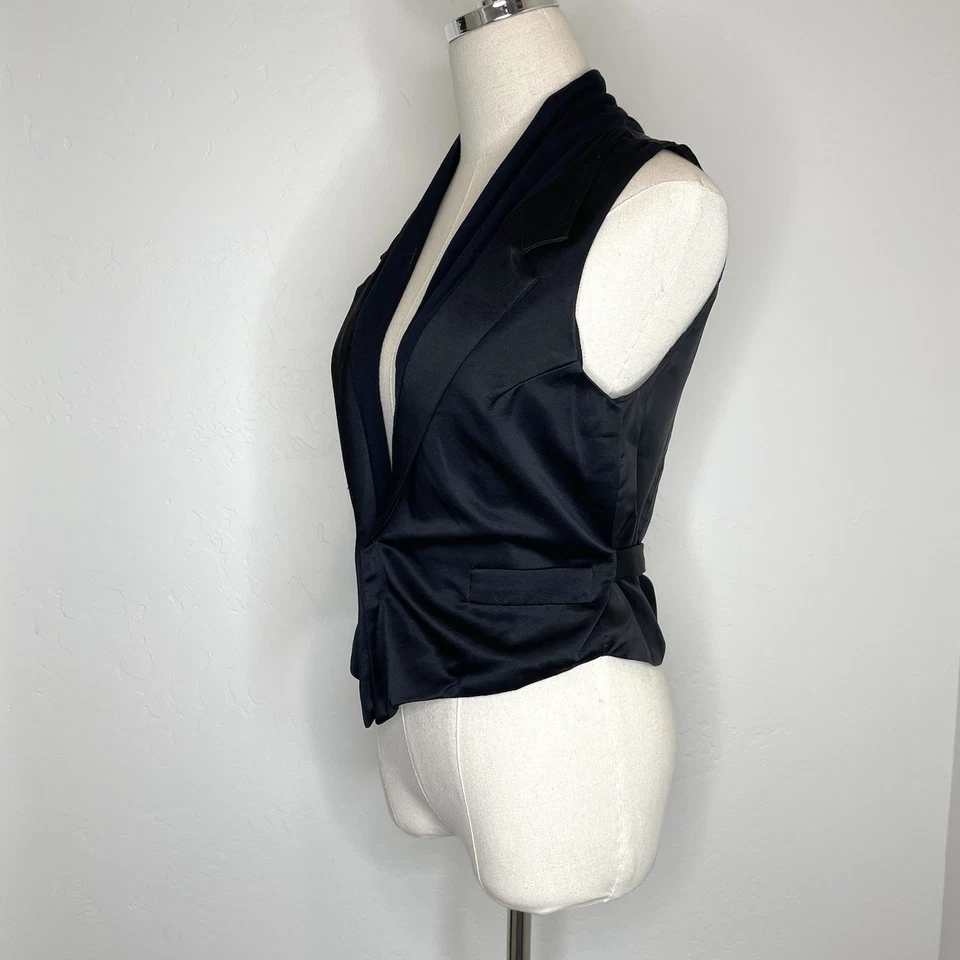 Chaleco de mezcla de lana Rozae Nichols para mujer XS negro con botones Foto 3 de 4