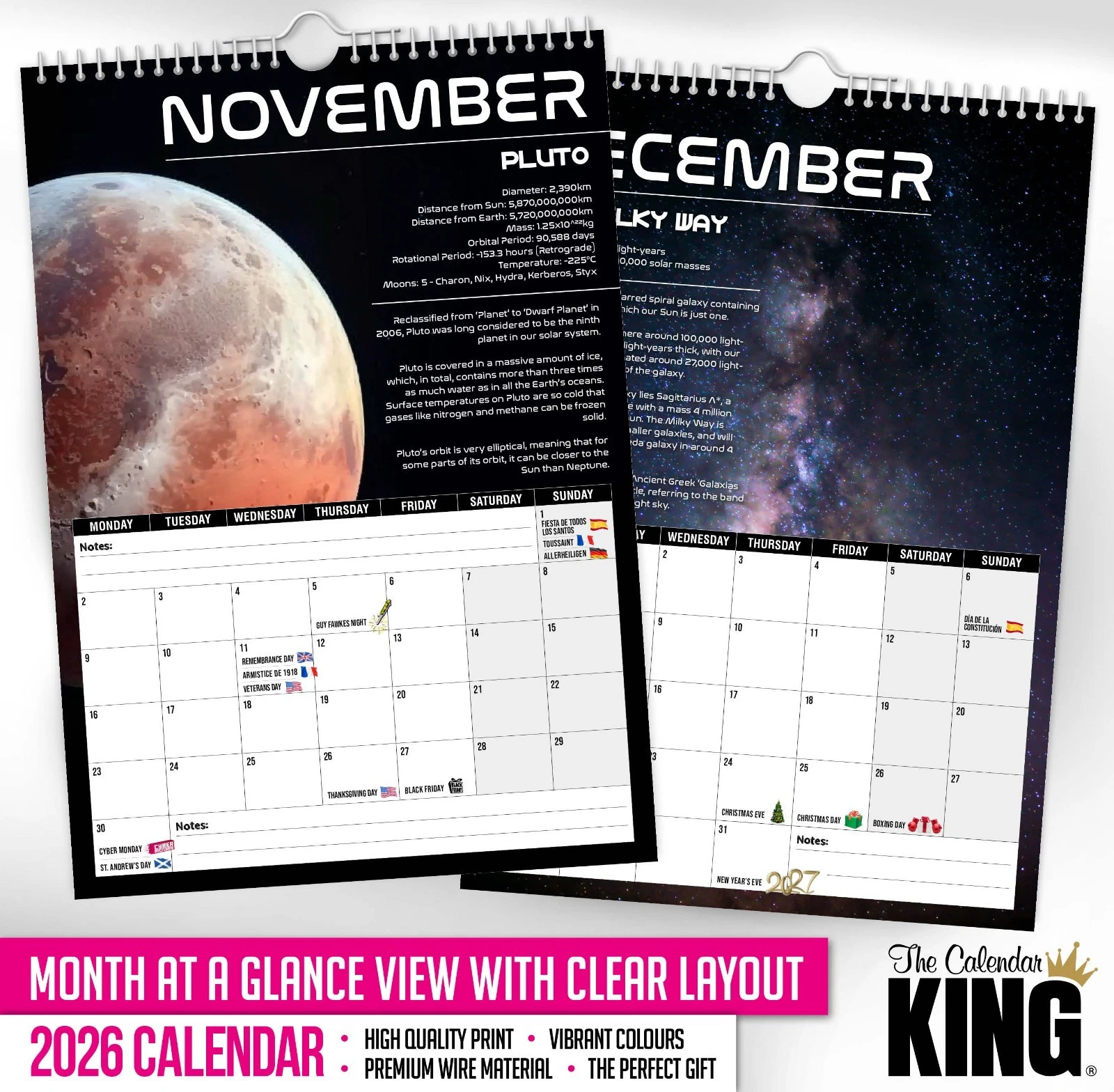 2026 Space Solar System Vertical Wall Calendar Educational