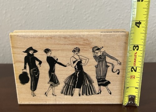 "Sello de goma montado en madera Hampton Art aleta damas fashionista 5" x 3,5""" - Imagen 4 de 4