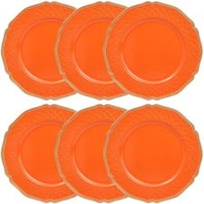 Orange Scallop Charger Plates Set of 6 13 Inch Plastic Wedding Chargers