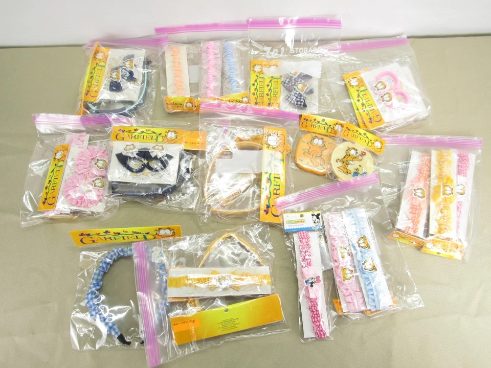 Lote de accesorios para el cabello vintage Garfield Dead Stock Jim Davis 1978 nuevos en paquete Foto 2 de 4