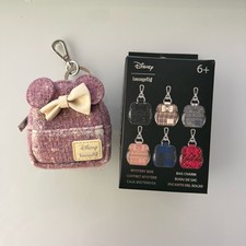Minnie mouse tweed, glitter mystery loungefly mini backpack keychain