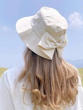 Womens Wide Brim Bucket Hat Summer Casual Bow Sun Protection Fisherman Cap
