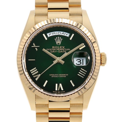 ROLEX Day-Date 36 128238 green Ombre Roman Random Number second hand mens
