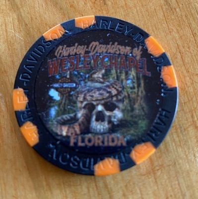 Wesley Chapel, Florida Harley Davidson Poker Chip / Black & Orange 