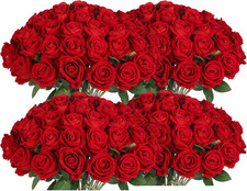 100 PCS Realistic Faux Red Roses for Weddings, Home Decor  Gifts