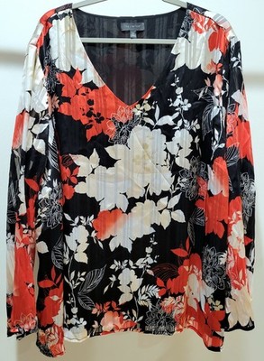 FLORAL PRINT The Limited V-Neck Long Sleeve Semi-Sheer Pullover Blouse Size 3X