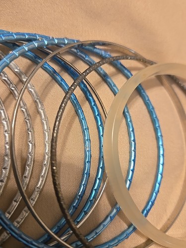 Bangle Bracelets Lot Of 12 Blue Silver White - Picture 5 of 5