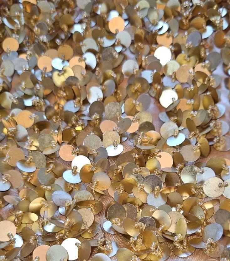 Vintage Y2K Shoulder Purse Strap Gold Sequins & Beads Hobo Bag - Image 2 of 4