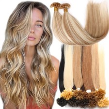 1g Pre-Bonded Human Hair Keratin U Tip Nail Hair Extensions Straight Soft Blonde