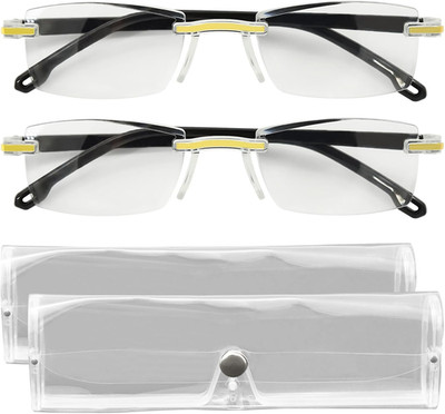 2 Pcs Auto Focus Reading Glasses - Self Adjusting Presbyopia Glasses with Anti-B