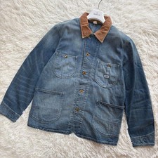 RRL Denim Jacket Indigo Corduroy Collar Size L 11oz Blue Workwear Button 184