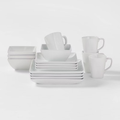 16pc Porcelain Square Rim Dinnerware Set - Threshold