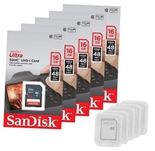 5 Pack - Ultra 16GB SD SDHC Memory Flash Card UHS-I Class 10 Read Speed up to