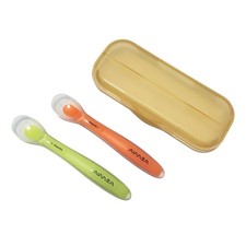 Baby Spoons First Stage Feeding Soft Silicone Toddler Travel Case 2 Pack