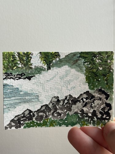 ACEO Original Watercolor Landscape Hawaii Maui Shore By JMJager