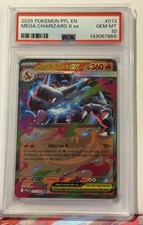 💎 2025 Pokémon PFL EN Mega Charizard X ex 013/94 Double Rare PSA 10 GEM MT 💎