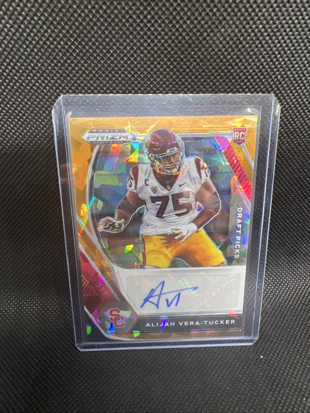 Alijah Vera-Tucker Panini Prizm Draft Picks Draft Picks Autographs #AVT Gold Ice