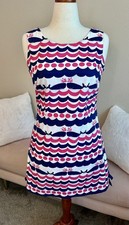 VTG Y2K Lilly Pulitzer Delia Whale Tales Shift Dress Bow Hem Pink Blue Women  s 6