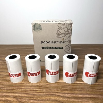 PoooliPrint White Sticky Paper 5 Rolls Thermal Printer Label Paper