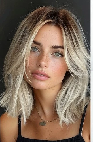 Ombre Blonde Wellenperücke Lace Front Echthaarperücke für Damen - Bild 1 von 5