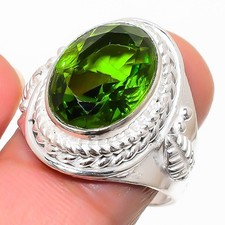 Green Peridot Gemstone 925 Sterling Silver Jewelry All Size Ring For Gift