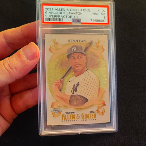 Topps 2021 Allen & Ginter Chrome Superfractor Giancarlo Stanton 1/1 PSA 8
