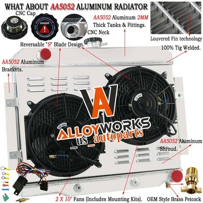 3 Row Radiator+Shroud Fan For 1973-1985 84 Jeep CJ5 CJ7 Chevy 350 V8 Engine Swap