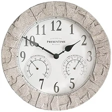  & Co Sandstone Outdoor Clock with Thermometer & Hygrometer Coastal Sandstone