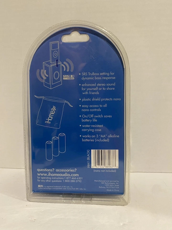 iHome 2GO iHM1 Speaker System for All Nano Stereo Sound RARE Black 2006 Sealed - Image 2 of 4