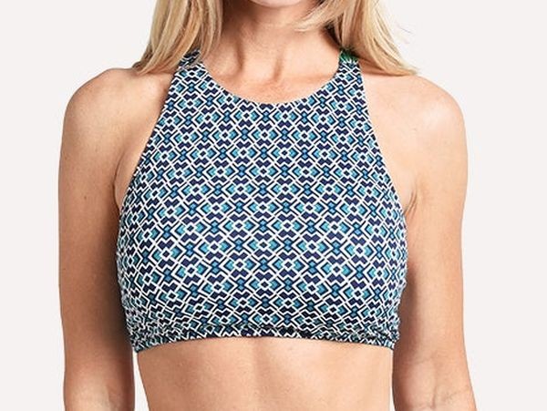 NWT TOMMY BAHAMA WOMEN'S BREEZY PALMS REVERSIBLE HIGH-NECK BIKINI TOP #S