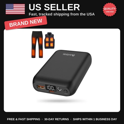 16000mAh Rechargeable Battery Pack for Heated Vest, LED Display, Portable Power - product listing photo