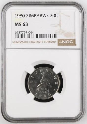 Zimbabwe 20 Cents 1980 NGC MS 63