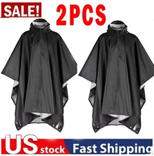 2PCS Rain Poncho Tactical Military Poncho Shelter Waterproof Ripstop Camping US