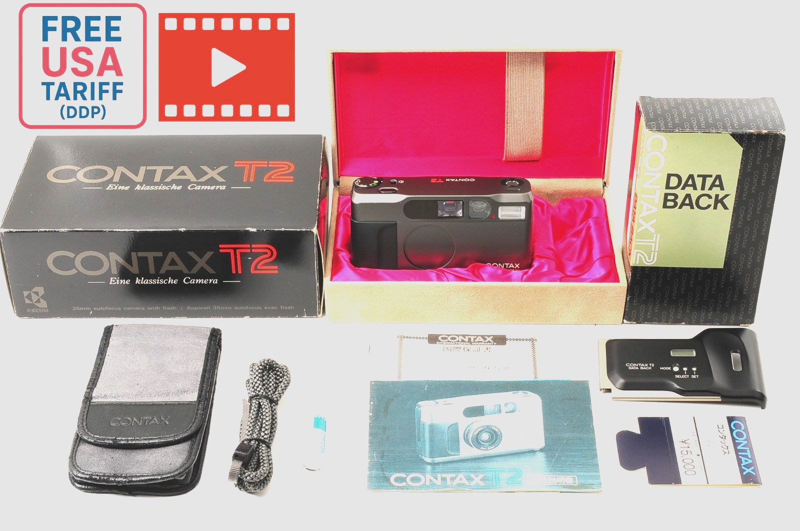 [MINT in BOX] Contax T2 Titan Black Point & Shoot 35mm Film Camera JAPAN #260