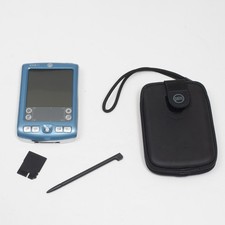Vintage PalmOne Zire 72 Handheld PDA Blue Silver Camera Stylus Case Untested