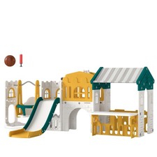 Kids Toddler Slide  Swing Set w/ Playhouse Kids Slide Playset Indoor Playground