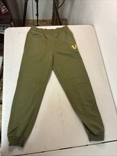 True Religion Girls Sweatpants Olive Green Gold Logo Joggers M