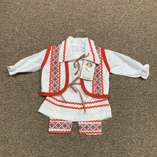 Romanian Traditional Baby Boy 3 Month Old Folk Outfit Red Costume Popular Ie