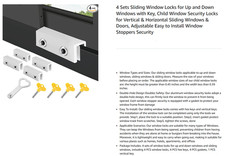 Window Locks,4 Sets Sliding Window Locks with Key, Window Locks for up and down