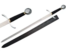 Medieval Templar Sword | 41" Silver/Black Crusader Knight Blade + Sheath